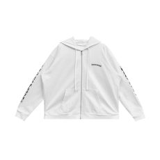 크롬하츠 스크롤 로고 플리스 집업 후드 화이트