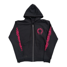 크롬하츠 홀스슈 플로랄 집업 후드 블랙 핑크