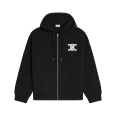 셀린느 후드 가디건 - 리브드 울 블랙