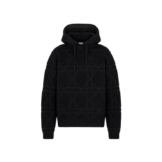 디올 까나쥬 후드 스웨트셔츠 블랙 코튼 울 블렌드 니트