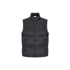 디올 Dior Oblique 다운 베스트 블랙 코튼 블렌드 자카드