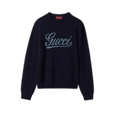 구찌 인타르시아 니트 울 스웨터 다크 블루