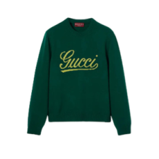 구찌 인타르시아 니트 울 스웨터 다크 그린