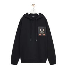 로에베 릴랙스 핏 코튼 후디 블랙