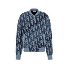 디올 Dior Oblique 블루종 재킷 블루 울 니트