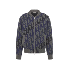 디올 Dior Oblique 블루종 재킷 그레이 울 니트