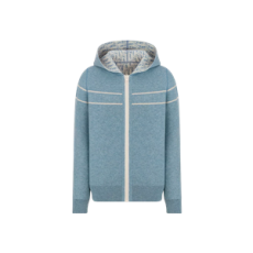 디올 리버서블 후드 가디건 블루 Dior Oblique 모티브 캐시미어 블렌드 니트