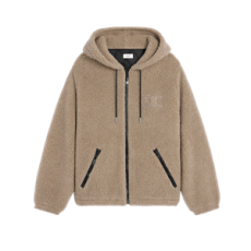 셀린느 후드 재킷 - 울 & 코튼 플리스 베이지 블랙