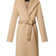 루이비통 벨티드 더블 페이스 후디드 랩 코트