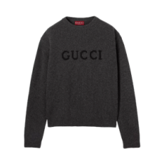 구찌 울 캐시미어 립 니트 스웨터 다크 그레이 블랙