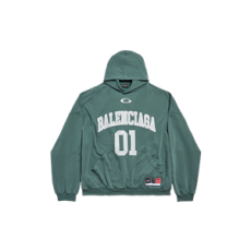 발렌시아가 남성 바스켓볼 라지 핏 후디 다크 그린/라이트 그린