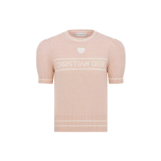 샤넬 반소매 스웨터 핑크 버진 울 캐시미어 니트