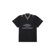 발렌시아가 남성 3b 풋볼 오버사이즈 V넥 티셔츠 블랙/앤트러사이트