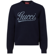 구찌 인타르시아 니트 울 스웨터 다크 블루