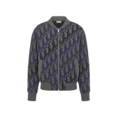 디올 Dior Oblique 블루종 재킷 그레이 울 니트