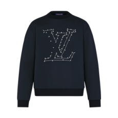 루이비통 루이비통 LV 스티치 프린트 자수 스웨트셔츠 네이비