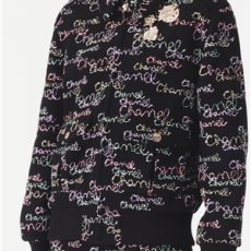 샤넬 울 크레이프 블루종 블랙 멀티컬러