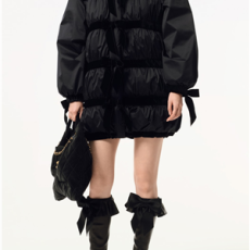 샤넬 태피터 푸퍼 코트 블랙