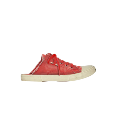 발렌시아가 레드 디스트로이드 코튼 앤 화이트 러버 Paris 스니커즈 뮬