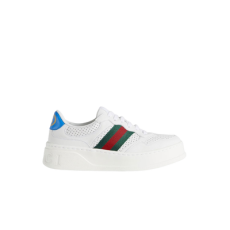 구찌 화이트 레더 웹 디테일 스니커즈