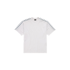 발렌시아가 남성 스트라이프 미디엄 핏 티셔츠 더티 화이트