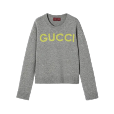 구찌 인타르시아 울 탑 스웨터 그레이