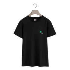 디올 Dior Clover 자수 티셔츠, 레귤러 핏 블랙 코튼 저지