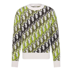 디올 Dior Oblique 스웨터 화이트 울 자카드