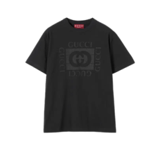 구찌 프린트 디테일 코튼 저지 티셔츠