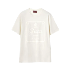 구찌 프린트 디테일 소프트 코튼 저지 티셔츠 화이트