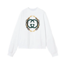 구찌 프린트 디테일 코튼 저지 스웨트셔츠