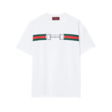 구찌 자수 코튼 저지 티셔츠 화이트