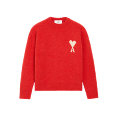 아미 레드 알파카 아미 드 꾀흐 크루넥 스웨터