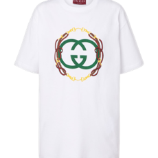 구찌 프린트 코튼 저지 티셔츠