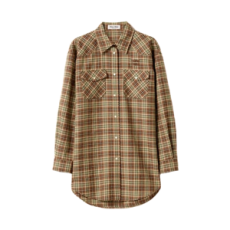 미우미우  플레이드 셔츠 카멜 토바코