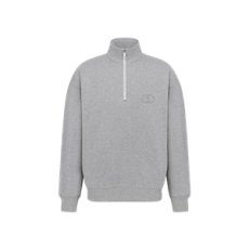 디올 CD Icon 하프 지퍼 스웨트셔츠 그레이 코튼 플리스