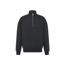 디올 CD Icon 하프 지퍼 스웨트셔츠 딥 그레이 코튼 플리스