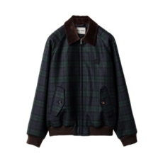 미우미우 체크 트윌 블루종 자켓 블루 그린
