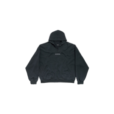 발렌시아가 남성 발렌시아가 백 폴로 후디 페이디드 블랙/화이트