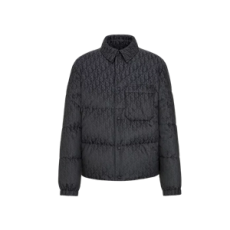 디올 Dior Oblique 다운 오버셔츠 블랙 코튼 블렌드 자카드
