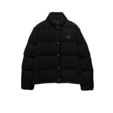 프라다 중량 코듀로이 다운 재킷 블랙