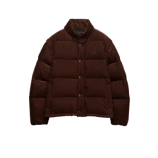 프라다 중량 코듀로이 다운 재킷 코코아 브라운