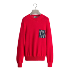 디올 Dior Oblique 스웨터 레드 코튼 저지