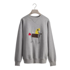 디올 홀스 자수 & 프린트 스웨트셔츠, 캐주얼 핏 그레이 코튼 플리스