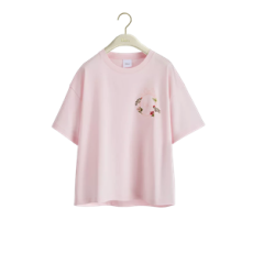 디올 Dioramour 오버사이즈 크롭 티셔츠 핑크 코튼 저지