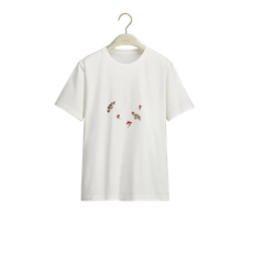 디올 Dioramour 피티드 티셔츠 화이트 코튼 저지, 멀티 컬러 Doves & Roses 모티브