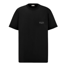 디올 CD Box 티셔츠, 캐주얼 핏 블랙 코튼 저지