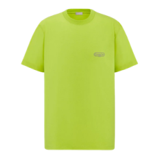 디올 CD Box 티셔츠, 캐주얼 핏 그린 코튼 저지