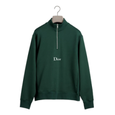 디올 지퍼 네크라인 스웨트셔츠 그린 코튼 플리스