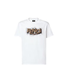 펜디 화이트 코튼 티셔츠